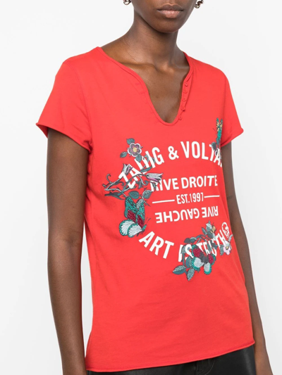 Shop Zadig & Voltaire Graphic-print T-shirt In Red