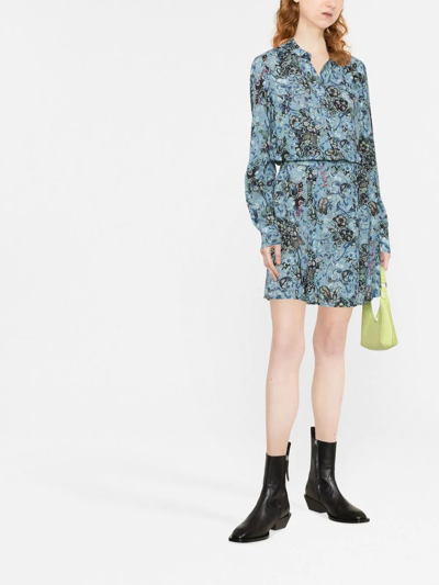 Shop Zadig & Voltaire Refla Boho Floral-print Minidress In Blue