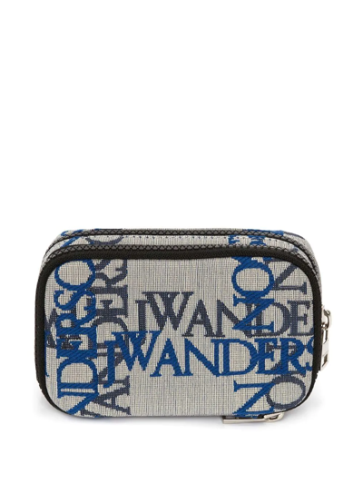 Jw Anderson Embroidered Fabric Beauty Case In Grey