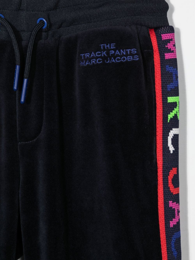 Shop The Marc Jacobs Logo-tape Velour Track Pants In Blue