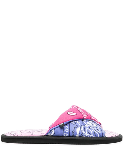 Shop Arizona Love Vegas Bandana-print Slides In Mix Pink - Mix Pink