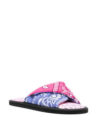 Shop Arizona Love Vegas Bandana-print Slides In Mix Pink - Mix Pink