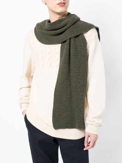 Shop Pringle Of Scotland Cosy Cashmere Waffle-knit Scarf In Green