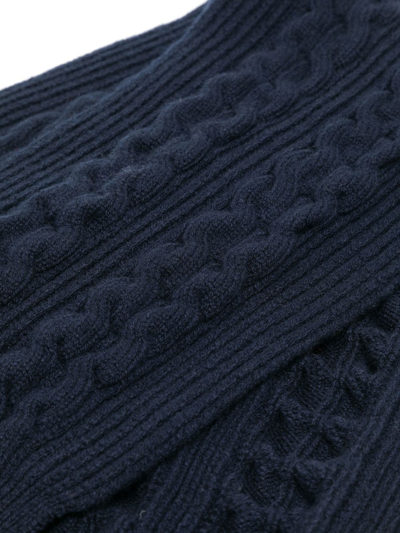 Shop Pringle Of Scotland Ribbed Cable-knit Scarf In Blue