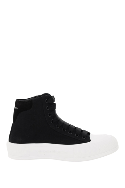 Shop Alexander Mcqueen Canvas High Sneakers In Black