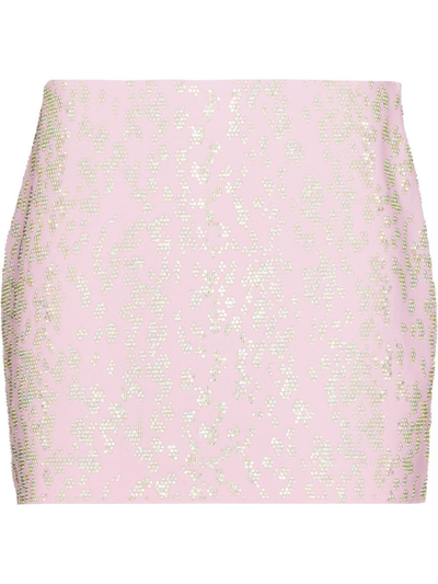 Shop Blumarine Rhinestone-embellished Miniskirt In Pink