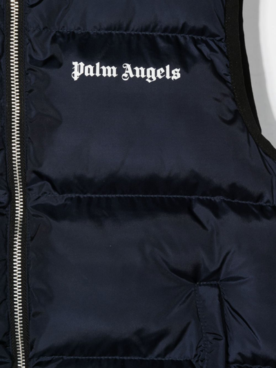 Shop Palm Angels Logo-print Padded Gilet In Blue