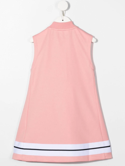 Shop Palm Angels Striped Sleeveless Dress In 3001 Pink White