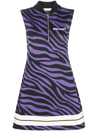 Shop Palm Angels Zebra-print Shift Minidress In Purple