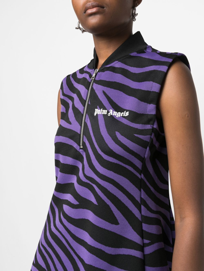 Shop Palm Angels Zebra-print Shift Minidress In Purple