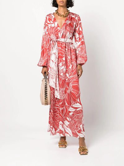 Shop Mary Katrantzou Floral-print Maxi Wrap Dress In Red