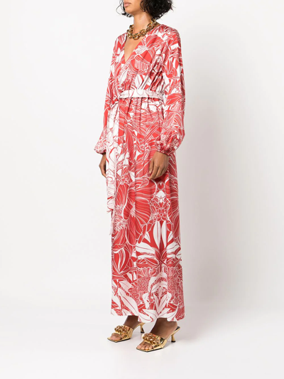 Shop Mary Katrantzou Floral-print Maxi Wrap Dress In Red