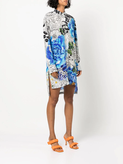 Shop Mary Katrantzou Floral-print Shirt Dress In Blue