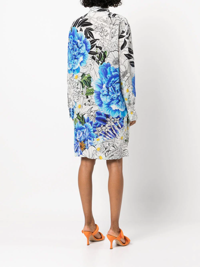 Shop Mary Katrantzou Floral-print Shirt Dress In Blue