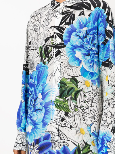 Shop Mary Katrantzou Floral-print Shirt Dress In Blue