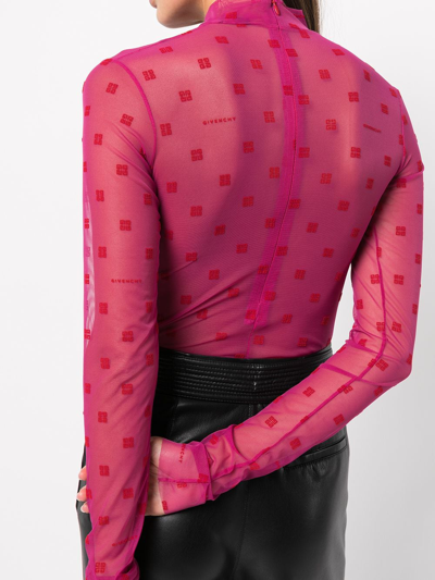 Givenchy 4g Jacquard Sheer Bodysuit In Pink Modesens