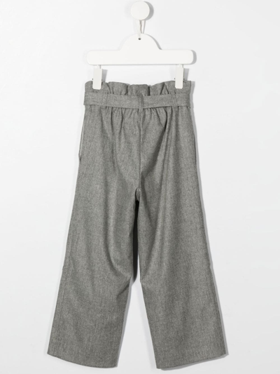 Shop Bonpoint Natalia Belted Straight Trousers In Grey