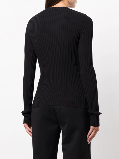 Shop Anine Bing Cecily Ribbed-knit Top In Black