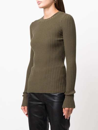 Anine Bing Cecily Ribbed knit Top In Green ModeSens