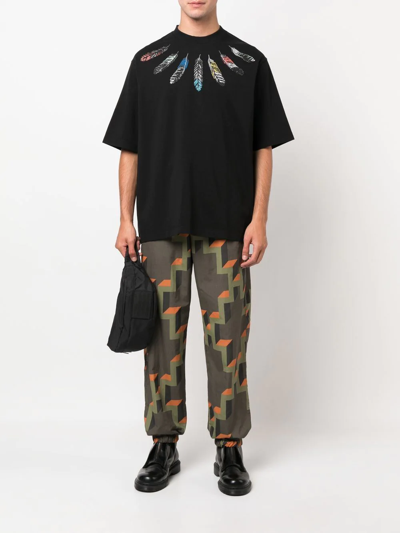 Shop Marcelo Burlon County Of Milan Feather-print T-shirt In Black