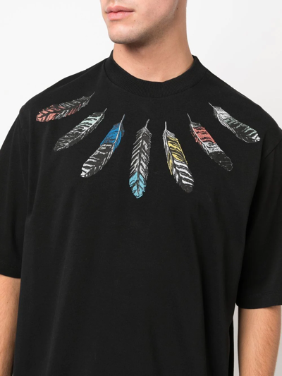 Shop Marcelo Burlon County Of Milan Feather-print T-shirt In Black