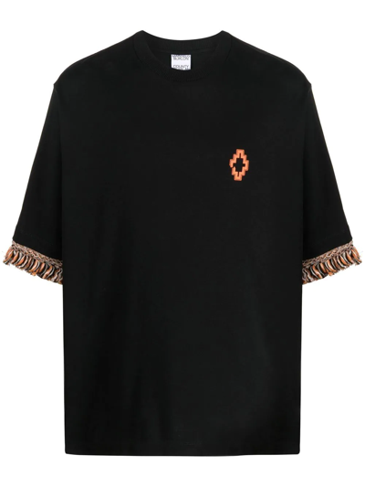 Shop Marcelo Burlon County Of Milan Fringed-trim T-shirt In Black