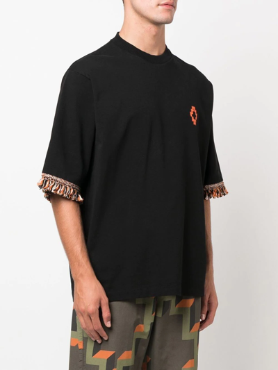 Shop Marcelo Burlon County Of Milan Fringed-trim T-shirt In Black