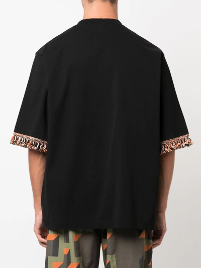 Marcelo Burlon County Of Milan Fringed-trim T-shirt In Black