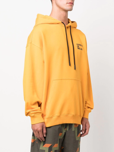 Marcelo Burlon County Of Milan Logo-print Pullover Hoodie In Yellow