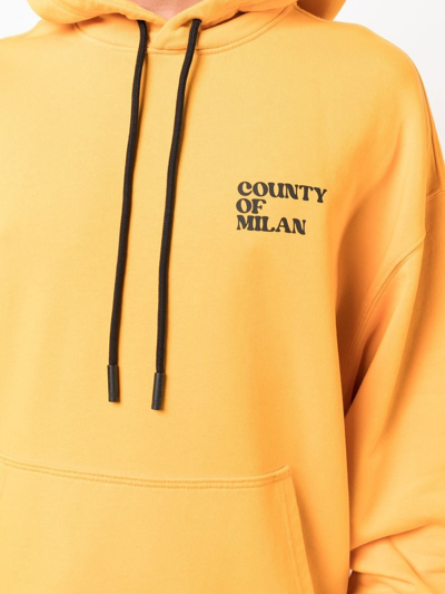 Marcelo Burlon County Of Milan Logo-print Pullover Hoodie In Yellow