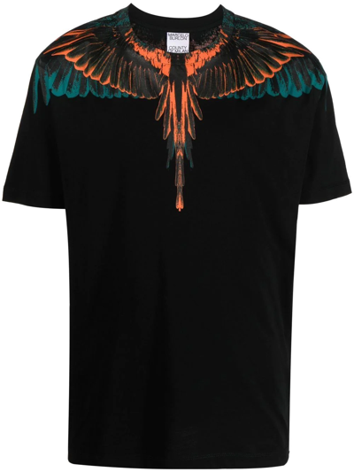 Shop Marcelo Burlon County Of Milan Wings Logo-print T-shirt In Black