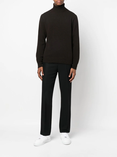 Shop Roberto Collina Roll-neck Long-sleeve Jumper In Brown