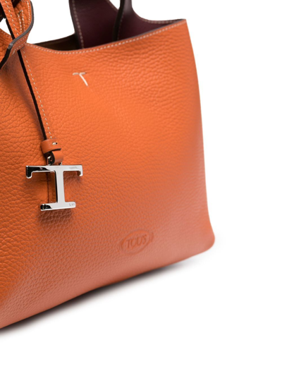 Shop Tod's Logo-embroidered Tote Bag In Orange