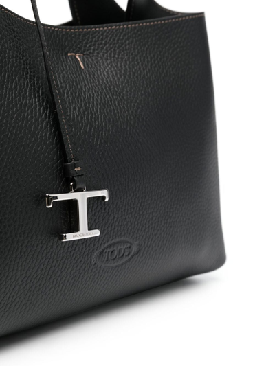 Shop Tod's Logo-embroidered Tote Bag In Black
