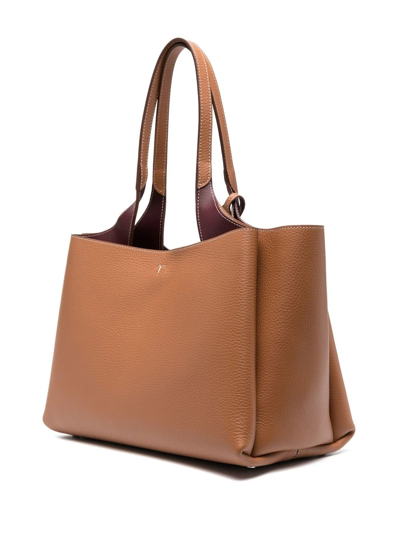 Shop Tod's Logo-plaque Tote Bag In Brown