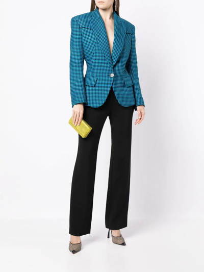 Shop Alexandre Vauthier Houndstooth Single-breasted Blazer In Blue