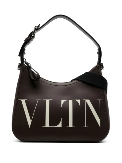Shop Valentino Vltn Hobo Tote Bag In Brown