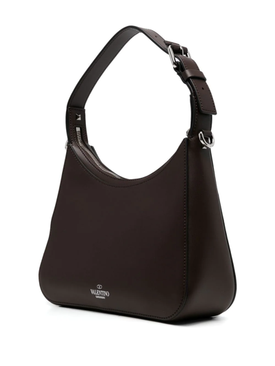 Shop Valentino Vltn Hobo Tote Bag In Brown