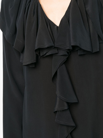 Shop Alysi Long-sleeve Silk Shift Dress In Black