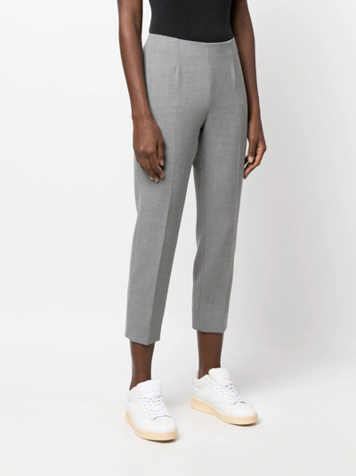 Shop Peserico Slim-fit Cropped Trousers In Grey