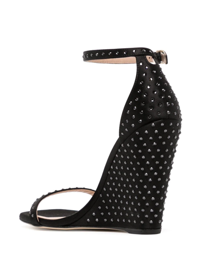 Stuart Weitzman Nudistshine Studded 100mm Wedge Sandals In Black