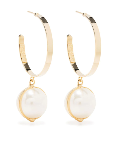 Shop Rosantica Epica Imitation Pearl Hoops In Gold
