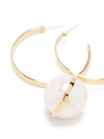 Shop Rosantica Epica Imitation Pearl Hoops In Gold