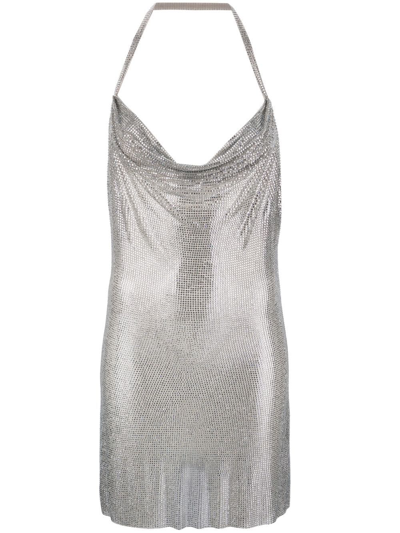 Shop Giuseppe Di Morabito Crystal-embellished Halterneck Dress In Silver