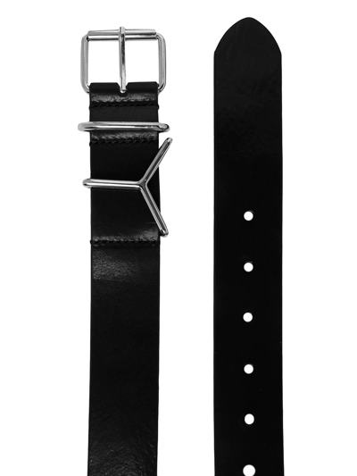 Shop Y/project Y Logo-plaque Leather Belt In Black