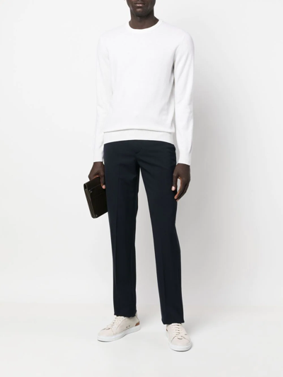 Shop Zegna Crew Neck Cashmere Sweater In White