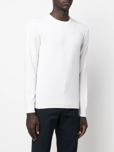 Shop Zegna Crew Neck Cashmere Sweater In White