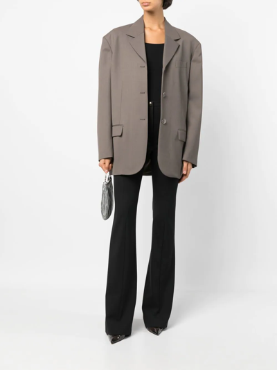 Patou Pleated Wool-blend Twill Flared Pants In Black