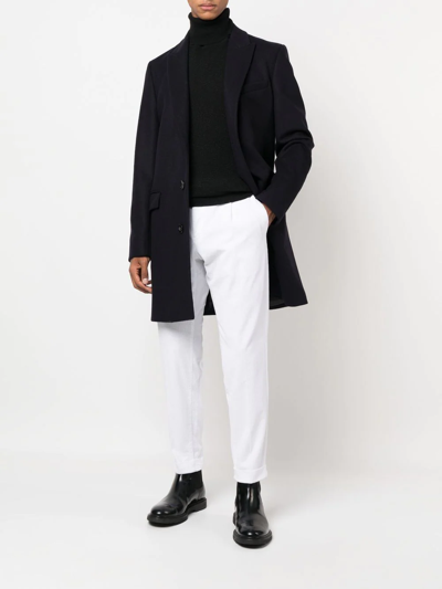 Shop Dondup Double-breasted Cotton-wool Coat In Blue