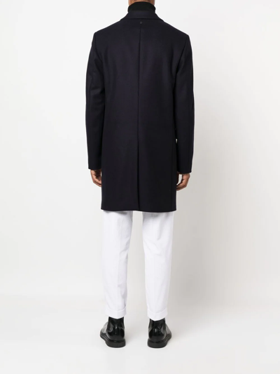 Shop Dondup Double-breasted Cotton-wool Coat In Blue